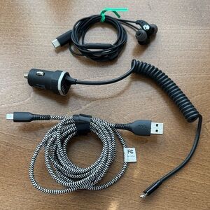 (3) iPhone Car/Charger Cables/Earbuds in Black
